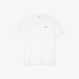 T-shirt da uomo in cotone a V con maniche a costine e vestibilità alta T-shirt da uomo in cotone a V con maniche a costine e vestibilità alta