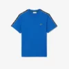 T-shirt da uomo in cotone con strisce e logo T-shirt da uomo in cotone con strisce e logo