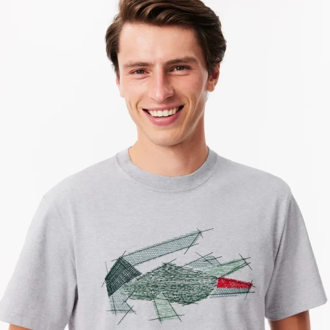 T-shirt da uomo in cotone pesante con grafica coccodrillo T-shirt da uomo in cotone pesante con grafica coccodrillo