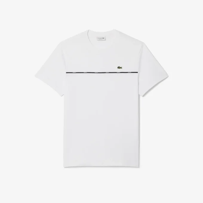 T-shirt da uomo in jersey di cotone con bordi con logo T-shirt da uomo in jersey di cotone con bordi con logo