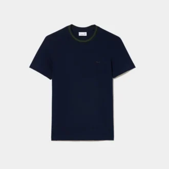 T-shirt da uomo in piqué elasticizzato con colletto a righe