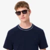 T-shirt da uomo in piqué elasticizzato con colletto a righe T-shirt da uomo in piqué elasticizzato con colletto a righe