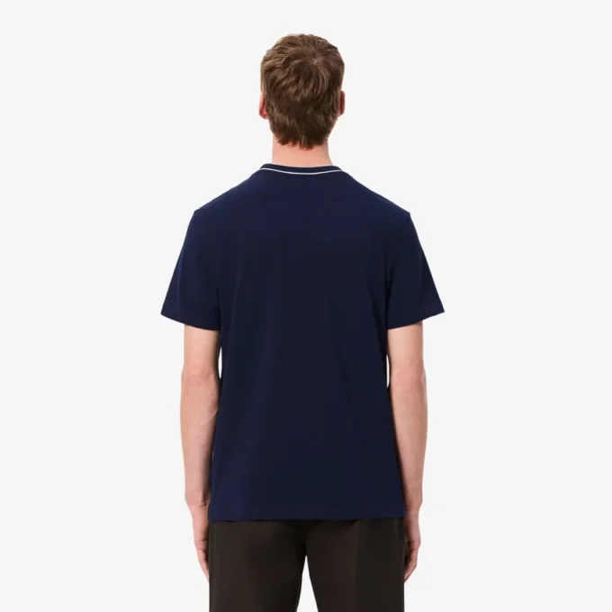 T-shirt da uomo in piqué elasticizzato con colletto a righe T-shirt da uomo in piqué elasticizzato con colletto a righe