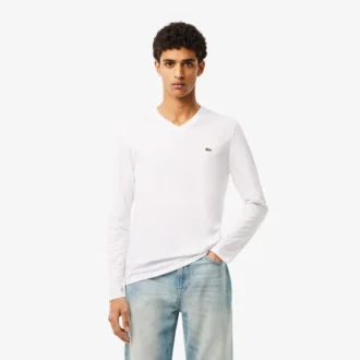 T-shirt da uomo leggera in cotone Pima con scollo a V