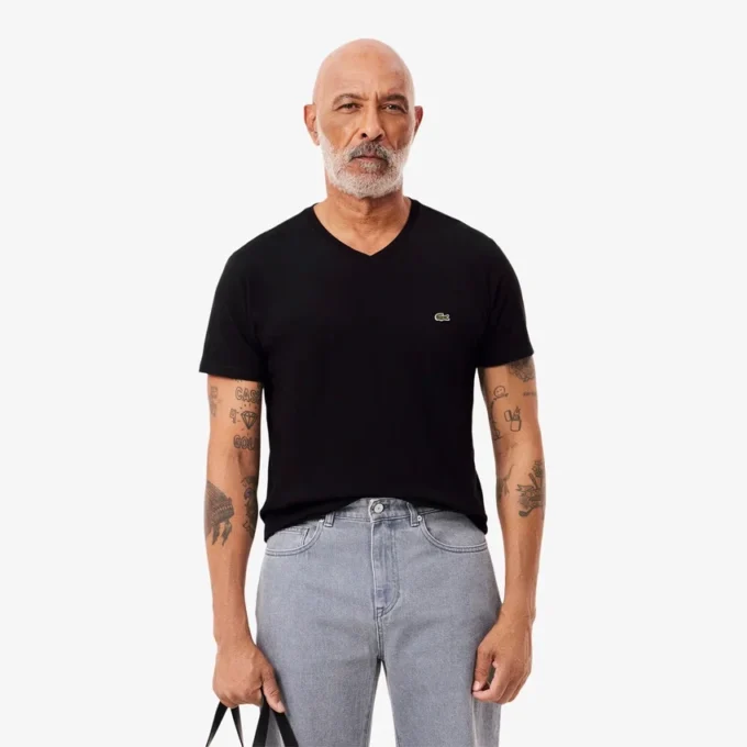 T-shirt da uomo leggera in cotone Pima con scollo a V