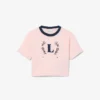 T-shirt in cotone con badge a contrasto T-shirt in cotone con badge a contrasto