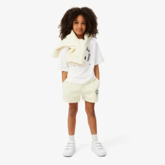 T-shirt in cotone con badge a contrasto