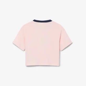 T-shirt in cotone con badge a contrasto