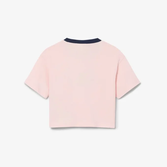 T-shirt in cotone con badge a contrasto T-shirt in cotone con badge a contrasto