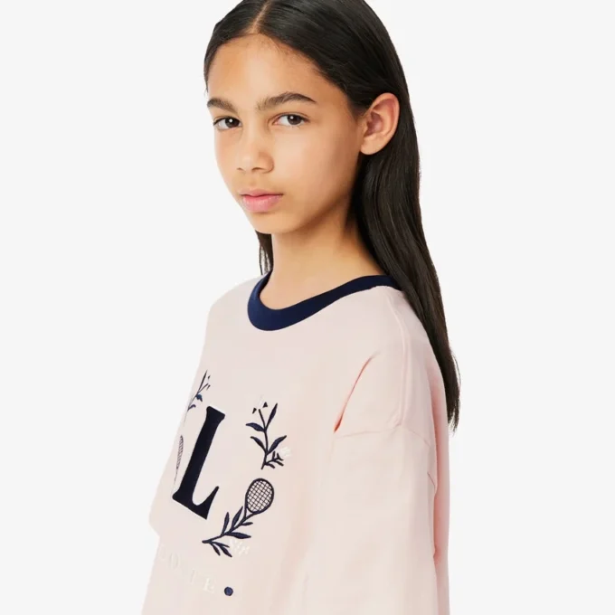 T-shirt in cotone con badge a contrasto T-shirt in cotone con badge a contrasto