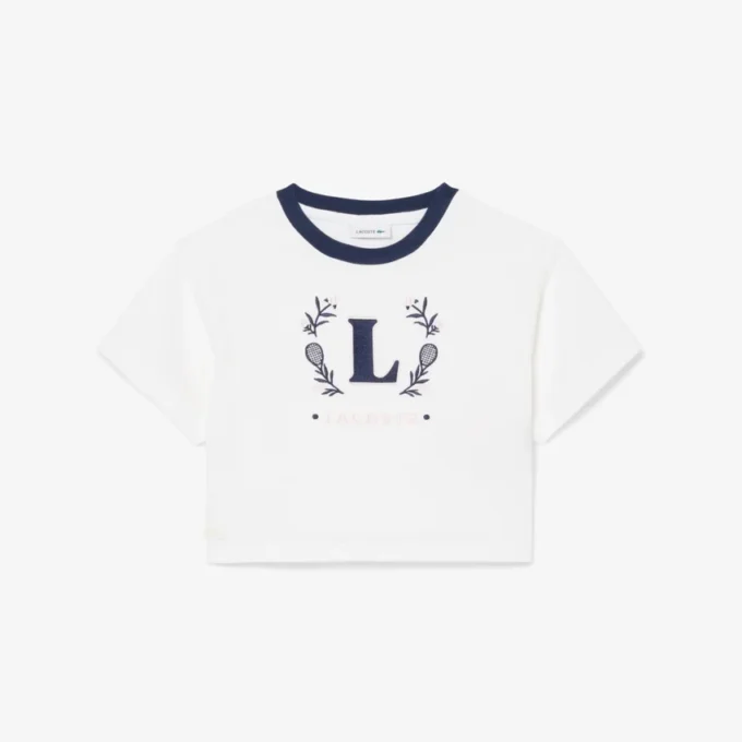T-shirt in cotone con badge a contrasto T-shirt in cotone con badge a contrasto