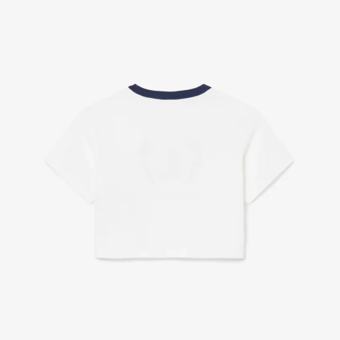 T-shirt in cotone con badge a contrasto T-shirt in cotone con badge a contrasto