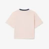 T-shirt in cotone con badge a contrasto T-shirt in cotone con badge a contrasto