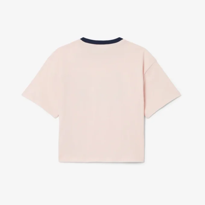 T-shirt in cotone con badge a contrasto T-shirt in cotone con badge a contrasto