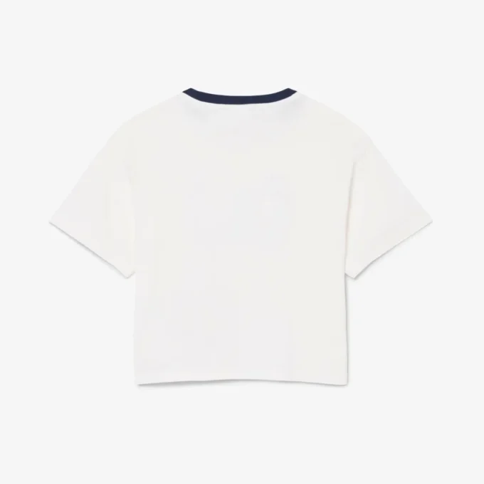 T-shirt in cotone con badge a contrasto T-shirt in cotone con badge a contrasto