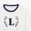 T-shirt in cotone con badge a contrasto T-shirt in cotone con badge a contrasto