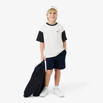T-shirt in cotone con bordi a contrasto