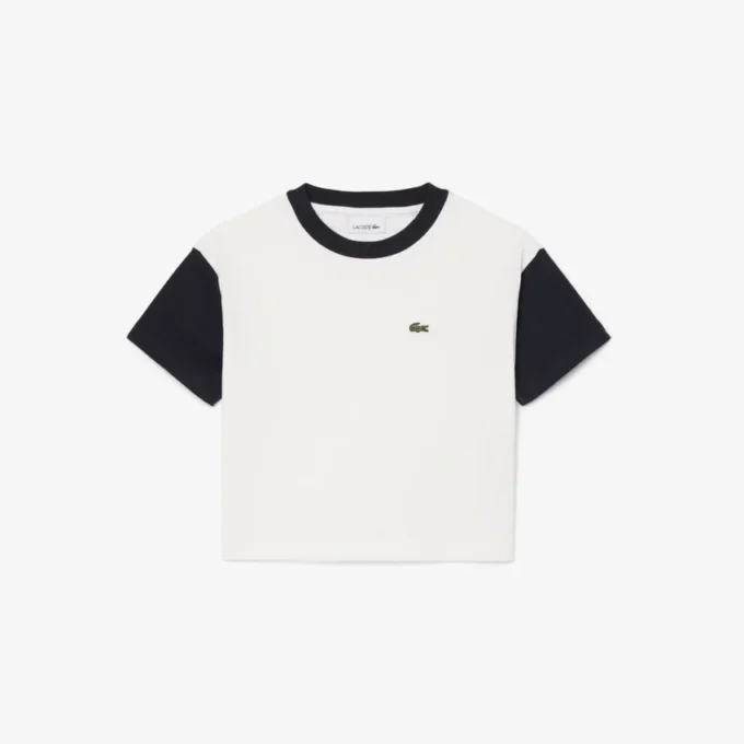 T-shirt in cotone con bordi a contrasto T-shirt in cotone con bordi a contrasto