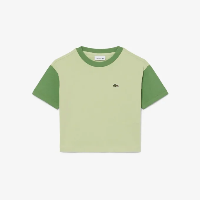 T-shirt in cotone con bordi a contrasto T-shirt in cotone con bordi a contrasto