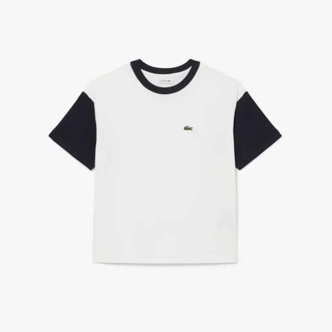 T-shirt in cotone con bordi a contrasto T-shirt in cotone con bordi a contrasto