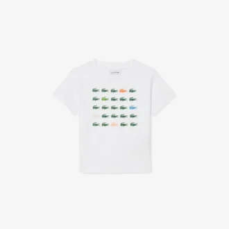 T-shirt in cotone con stampa coccodrillo