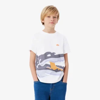 T-shirt in cotone con stampa coccodrillo