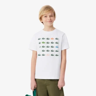 T-shirt in cotone con stampa coccodrillo