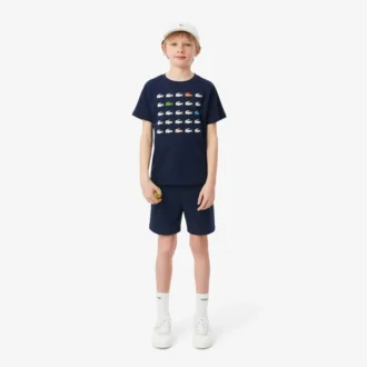 T-shirt in cotone con stampa coccodrillo