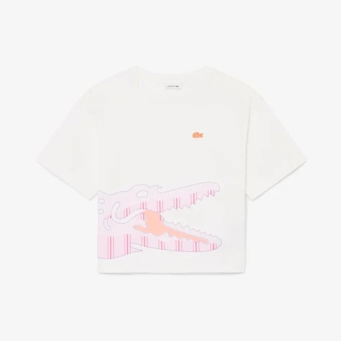 T-shirt in cotone con stampa coccodrillo