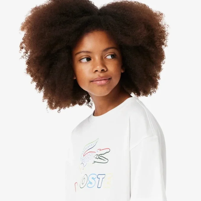 T-shirt in cotone oversize con stampa da bambina T-shirt in cotone oversize con stampa da bambina