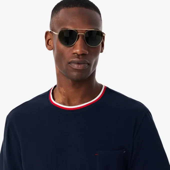 Top pigiama da uomo con collo a contrasto Top pigiama da uomo con collo a contrasto