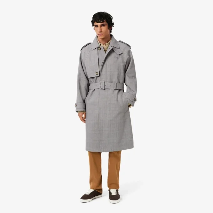 Trench da uomo in tessuto a quadri idrorepellente