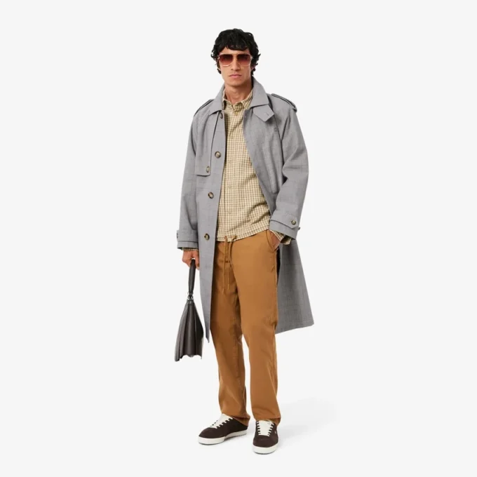 Trench da uomo in tessuto a quadri idrorepellente