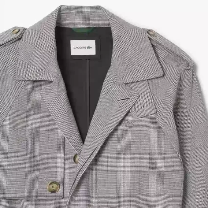 Trench da uomo in tessuto a quadri idrorepellente